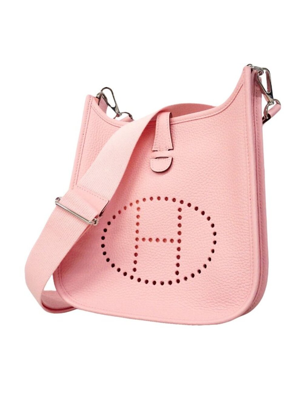 Hermes Shoulder Bag Evelyne 23 Taurillon Clemence Rose Sakura Silver
